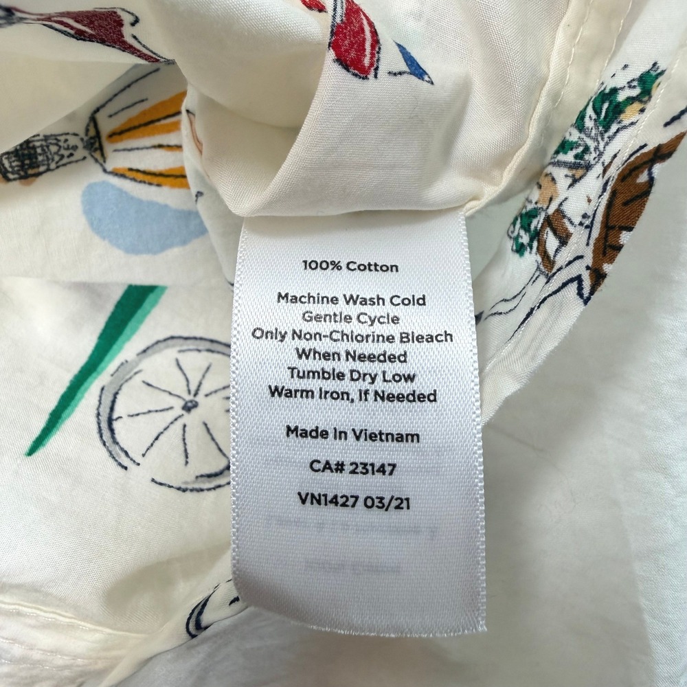 Talbots Womens White Button Down Sz L French Novelty C'est La Vie Whimsical - Picture 8 of 13